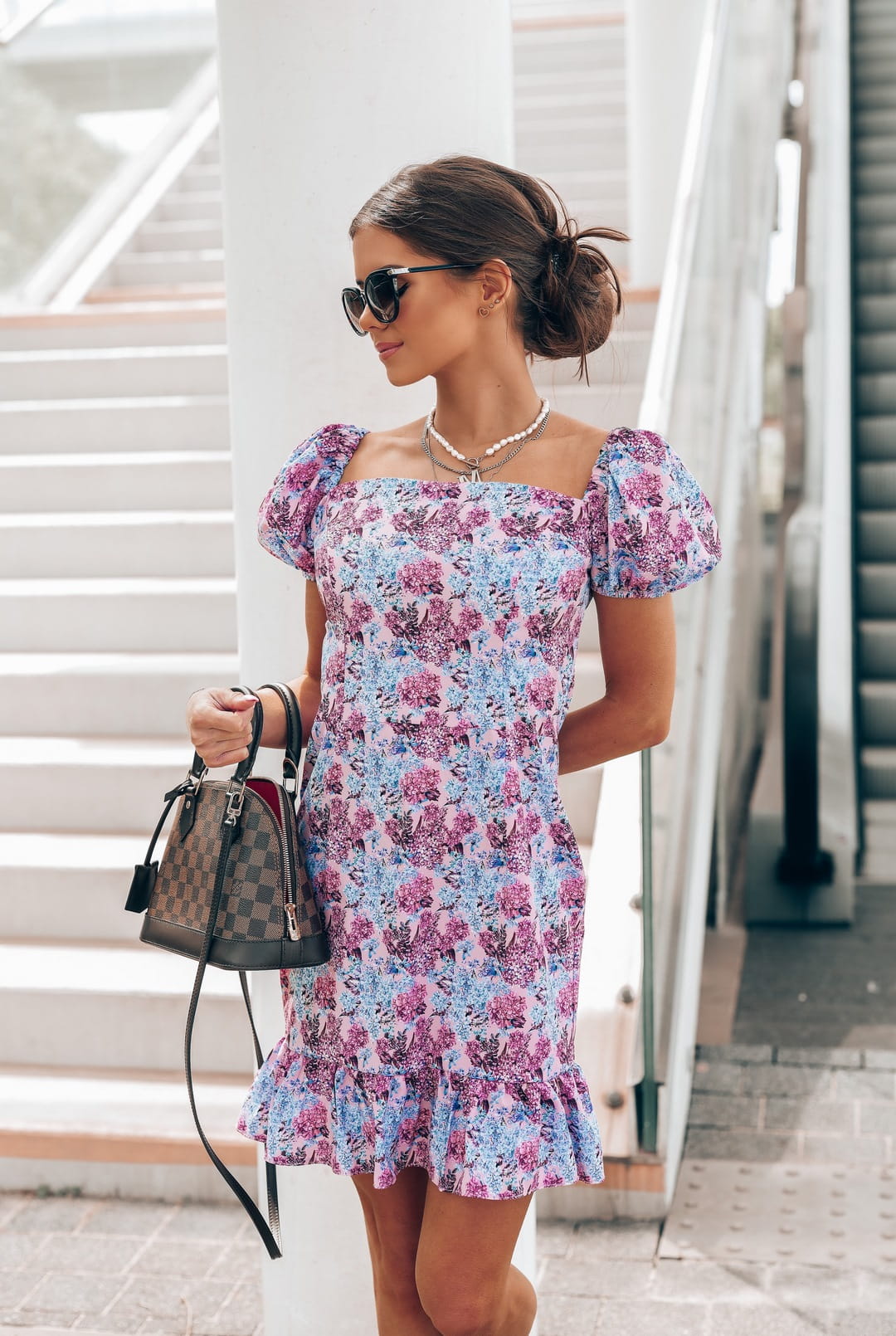 Sukienka Lizzie violet flowers - Rozmiar: S