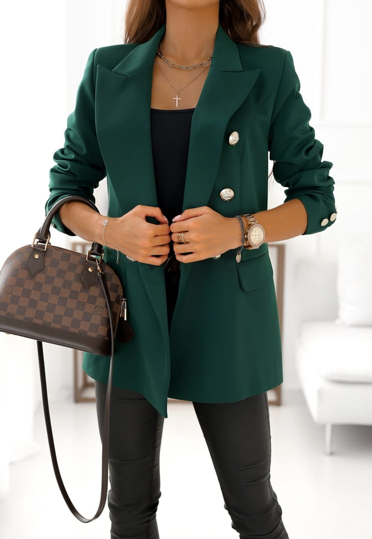 Marynarka Balmain long butelkowa zieleń - Rozmiar: XS