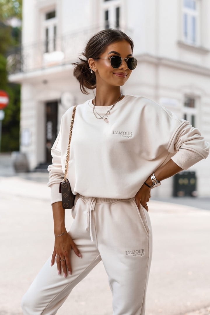 Komplet dresowy Bianco cream - Rozmiar: XS