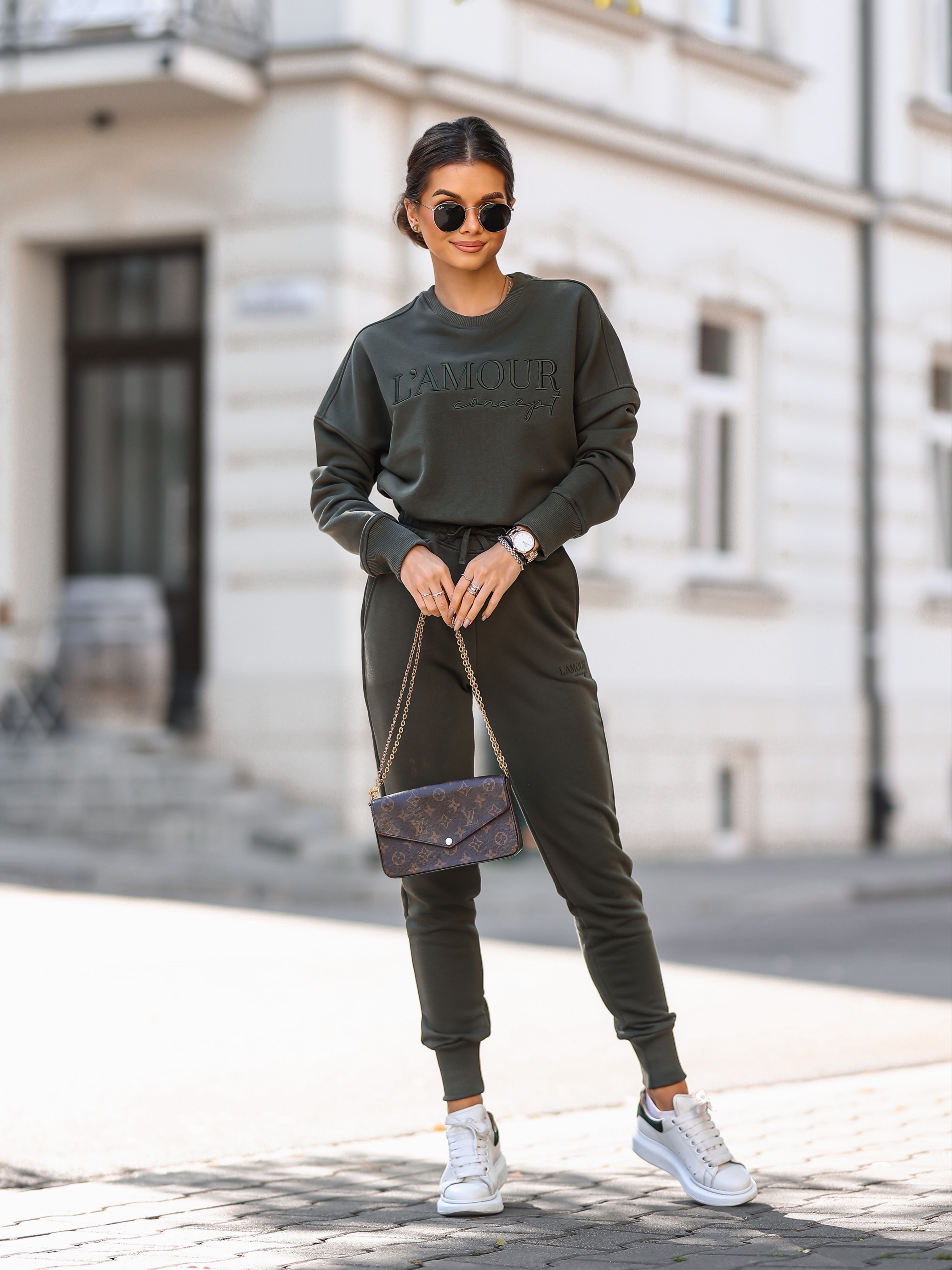Komplet dresowy Milan khaki - Rozmiar: XS