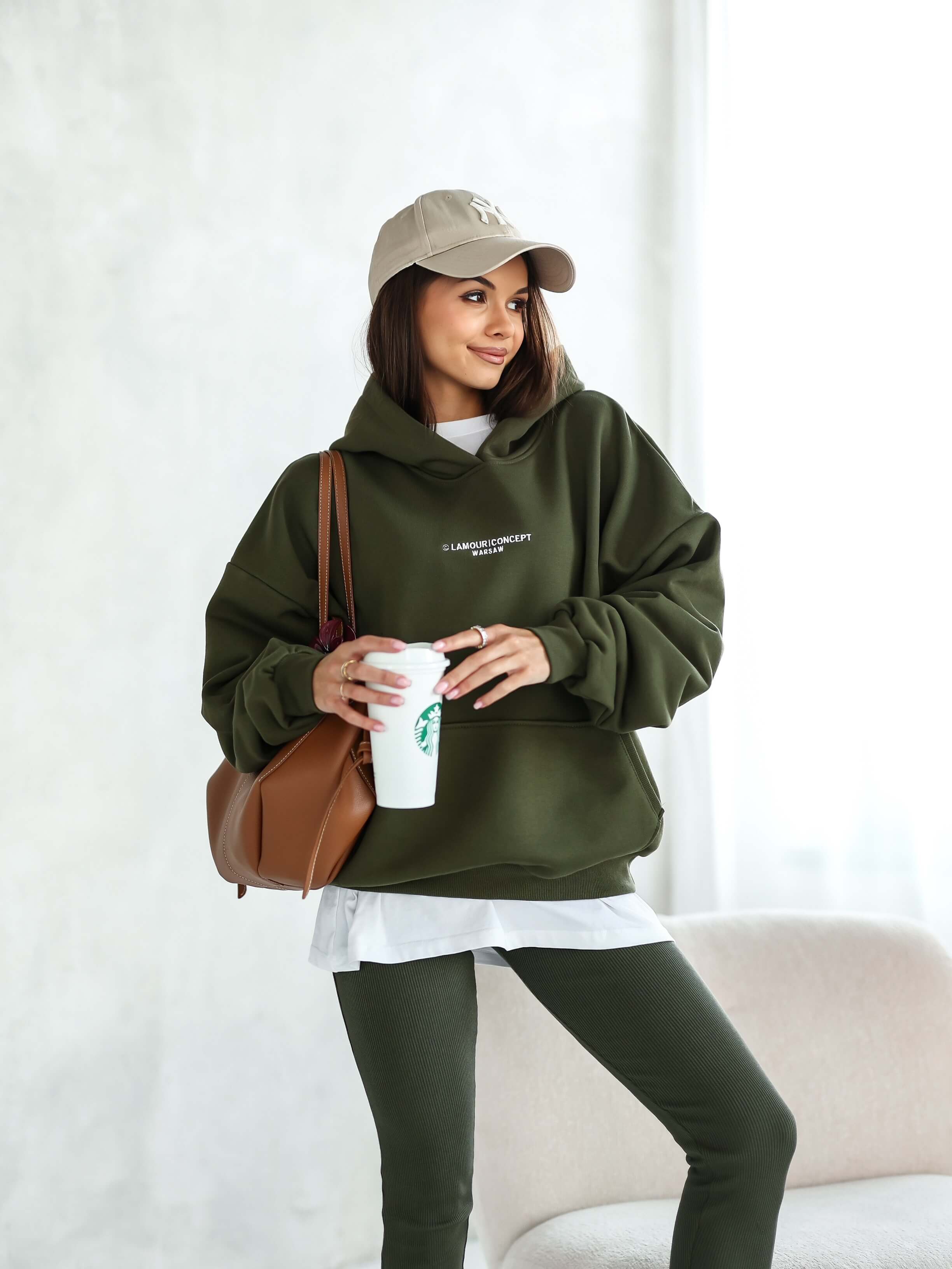 Bluza dresowa Casual khaki - Rozmiar: XS