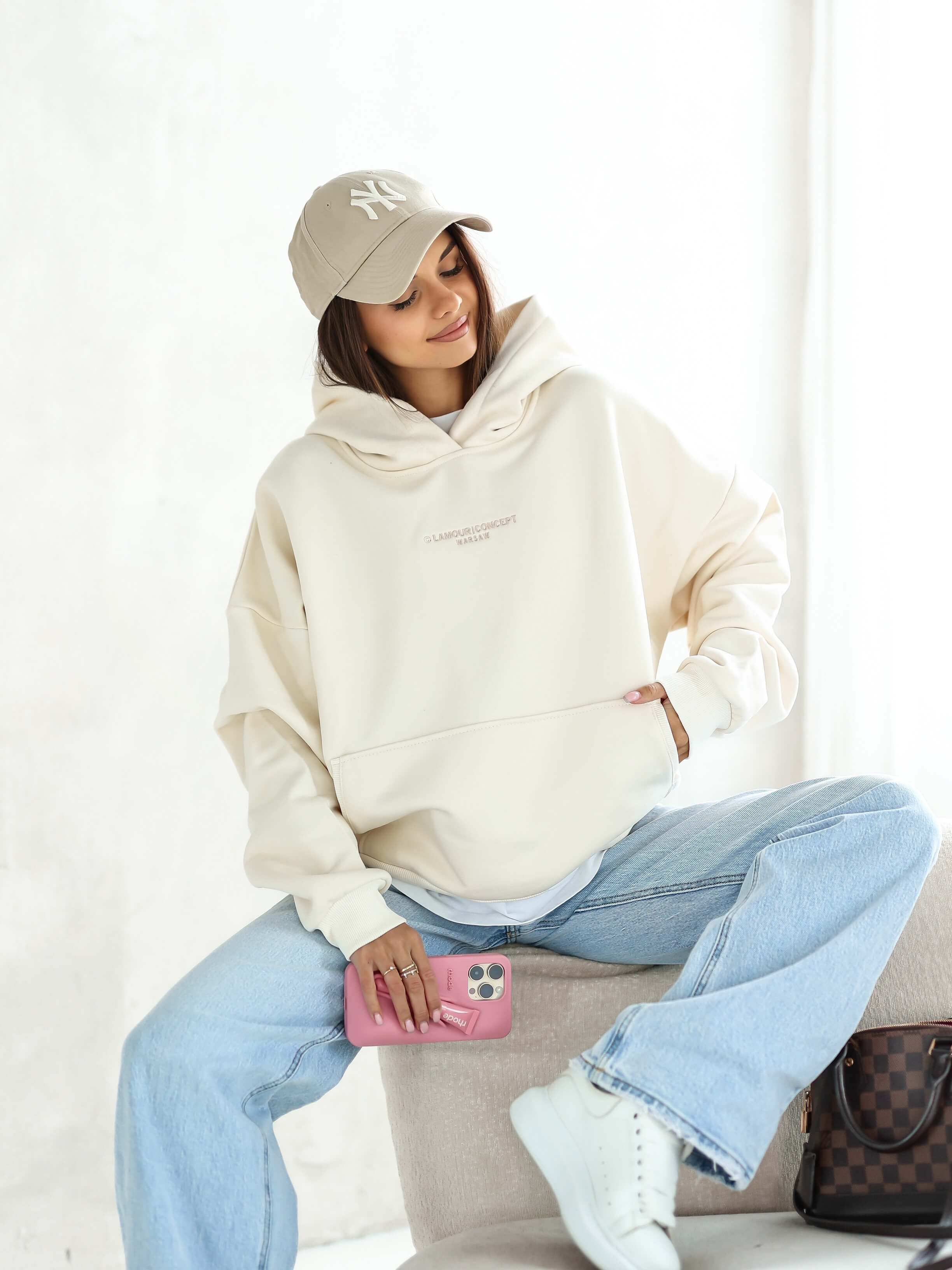 Bluza dresowa Casual cream - Rozmiar: XS