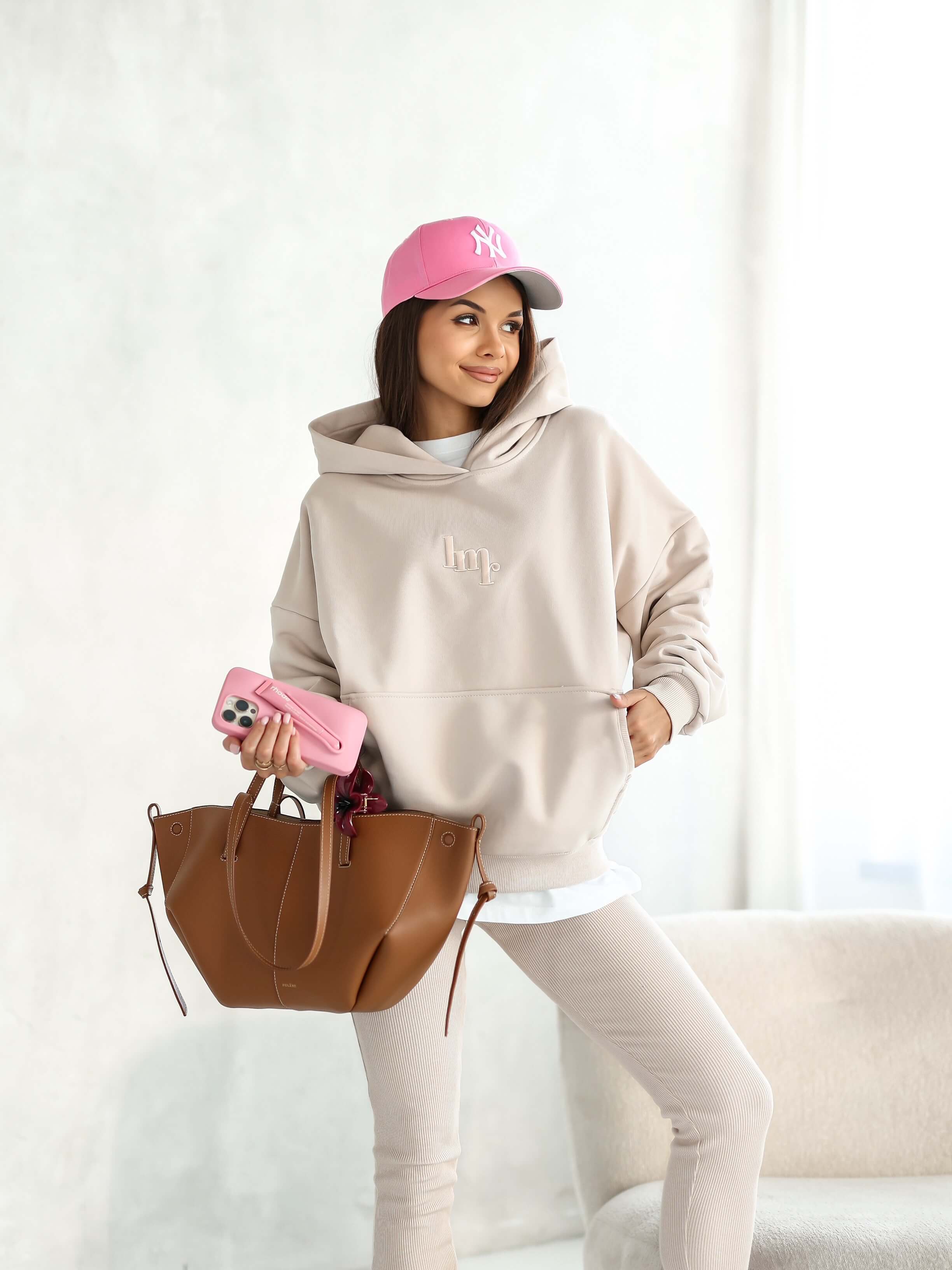 Bluza dresowa Give it away beżowa - Rozmiar: M