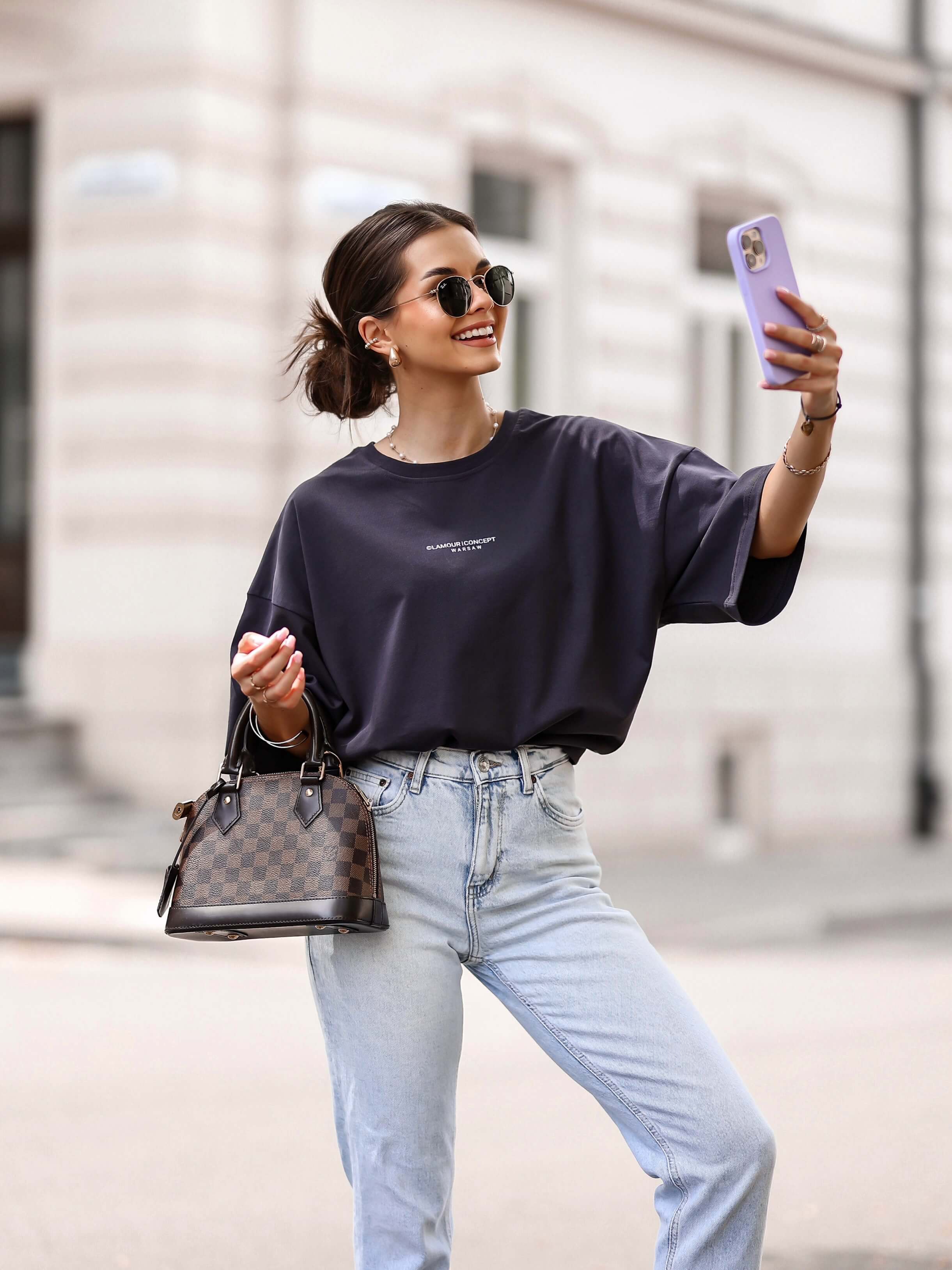 T-shirt Basic oversize grafit - Rozmiar: UNI
