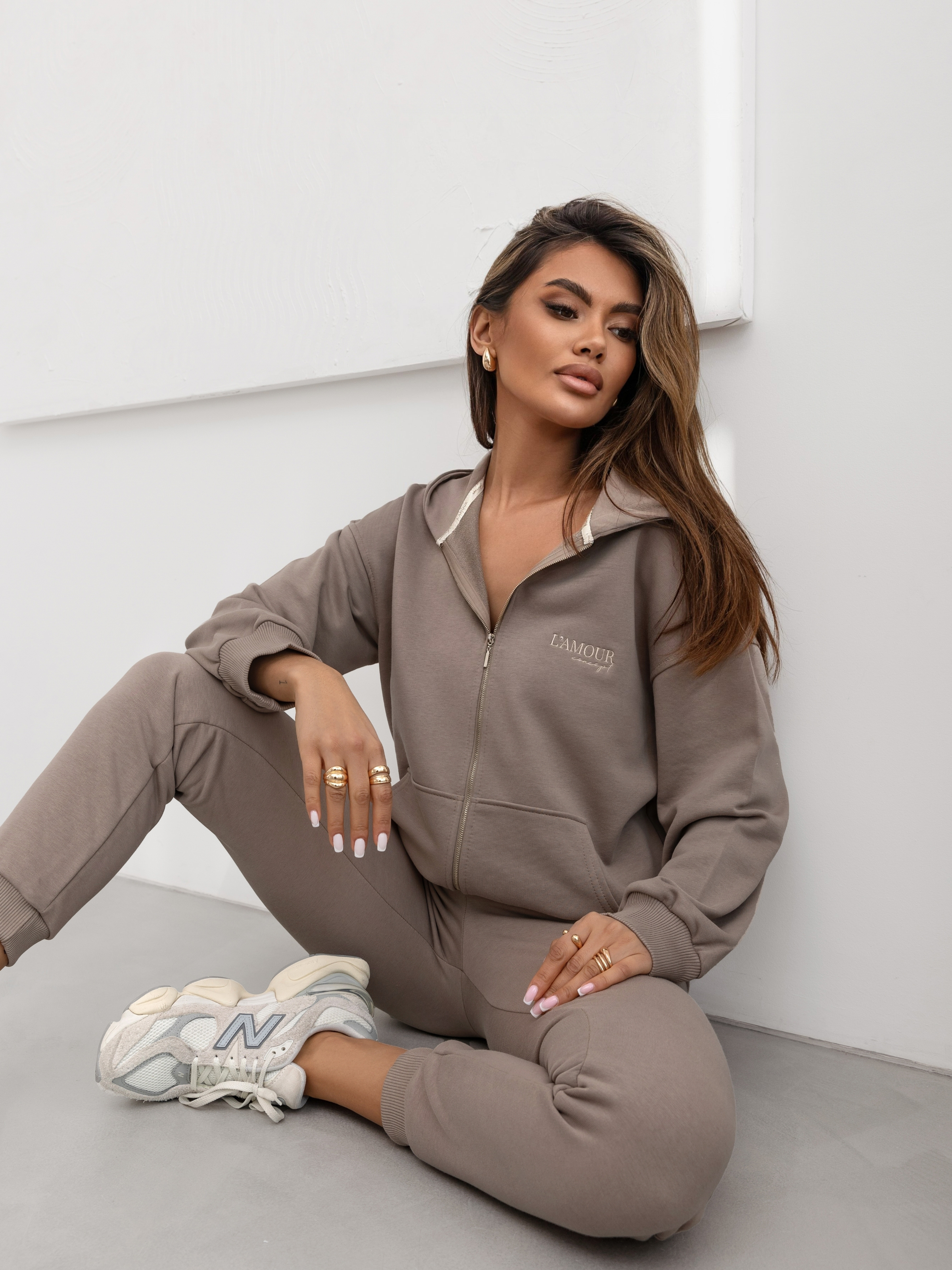 Komplet dresowy Twin Flame zip fango - Rozmiar: XS
