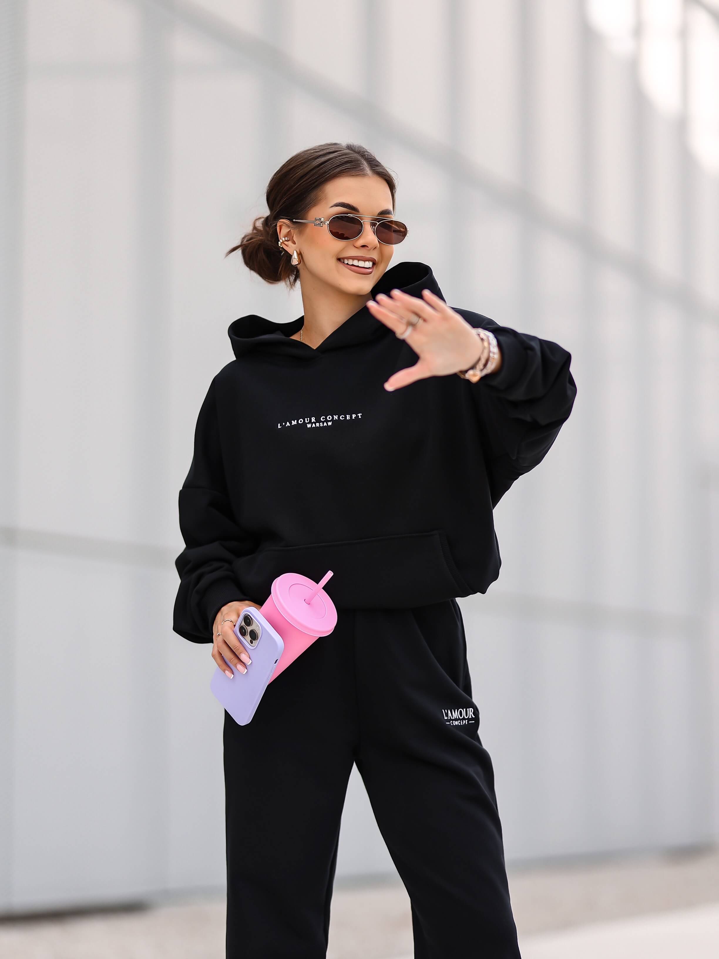 Komplet dresowy Casual czarny - Rozmiar: XS
