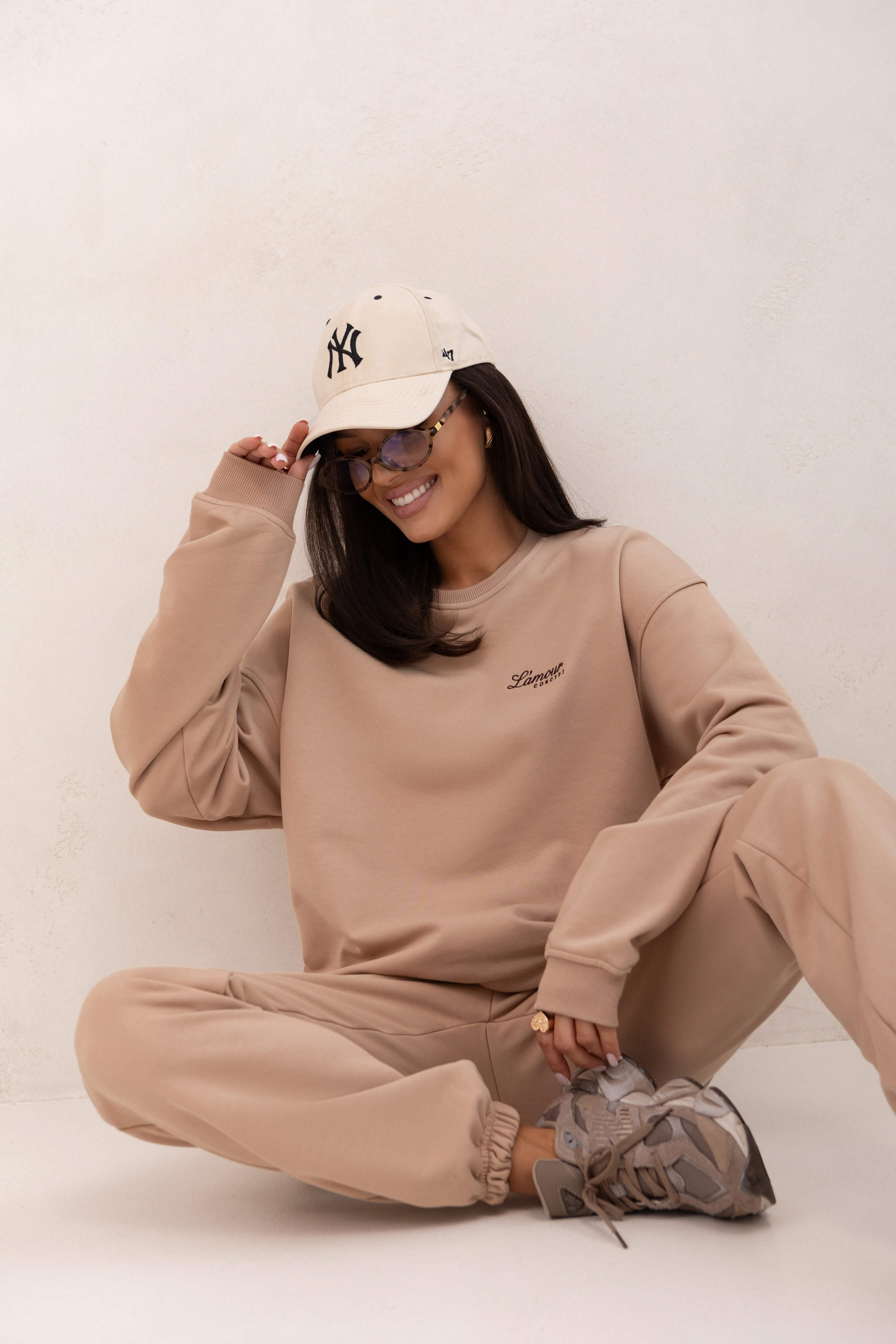 Komplet dresowy Lazy Luxe camel - Rozmiar: XS