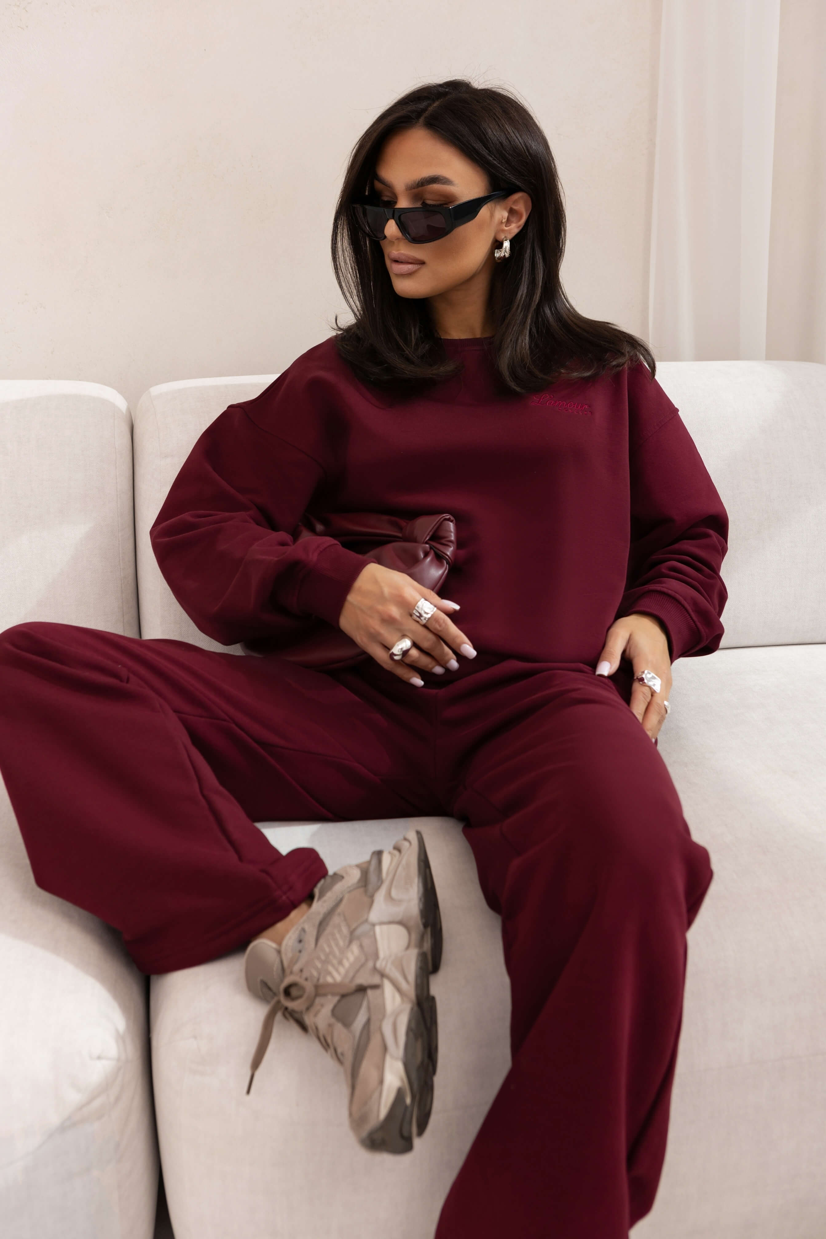 Komplet dresowy Pure Comfort bordowy - Rozmiar: XS