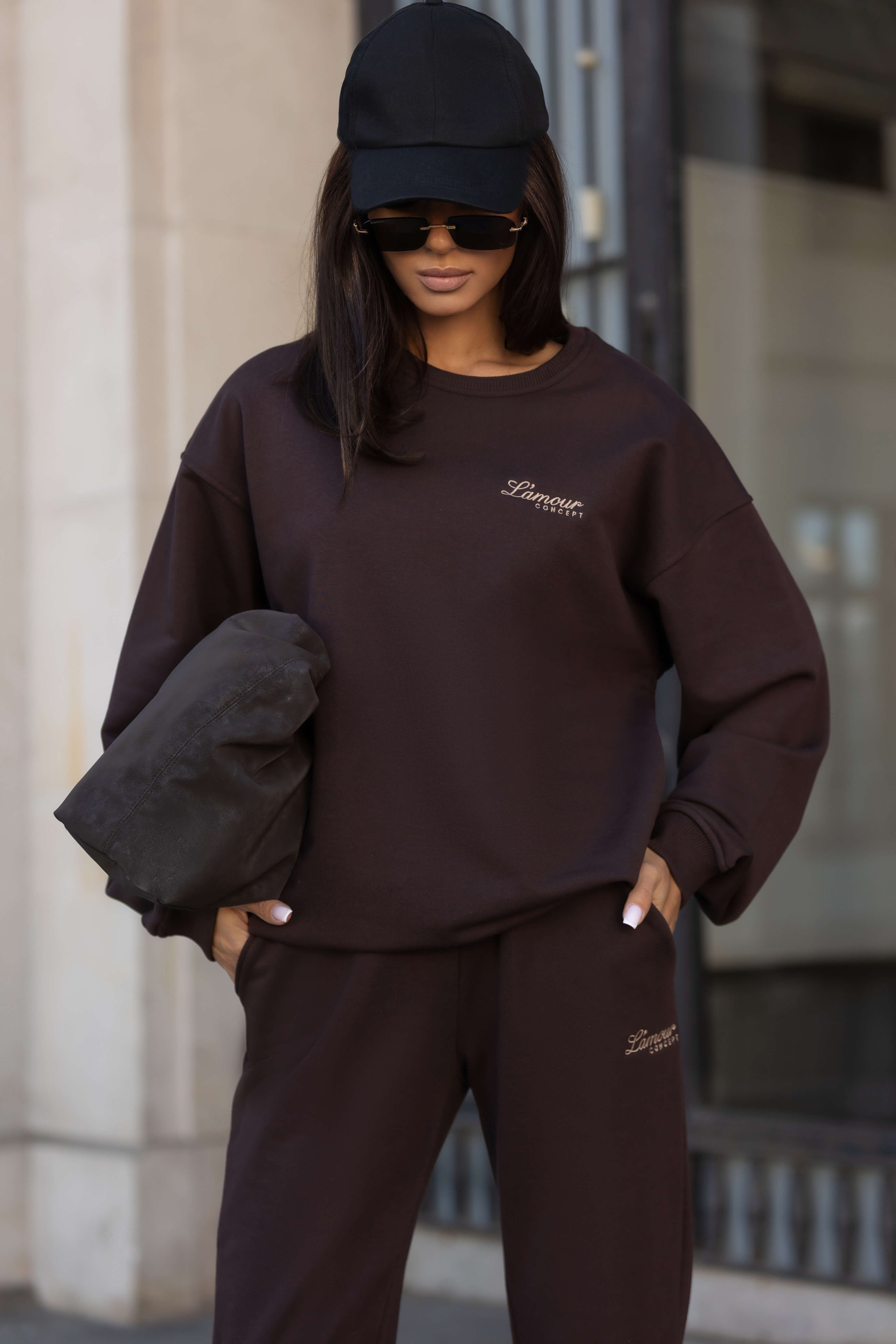 Komplet dresowy Lazy Luxe chocolate - Rozmiar: XS
